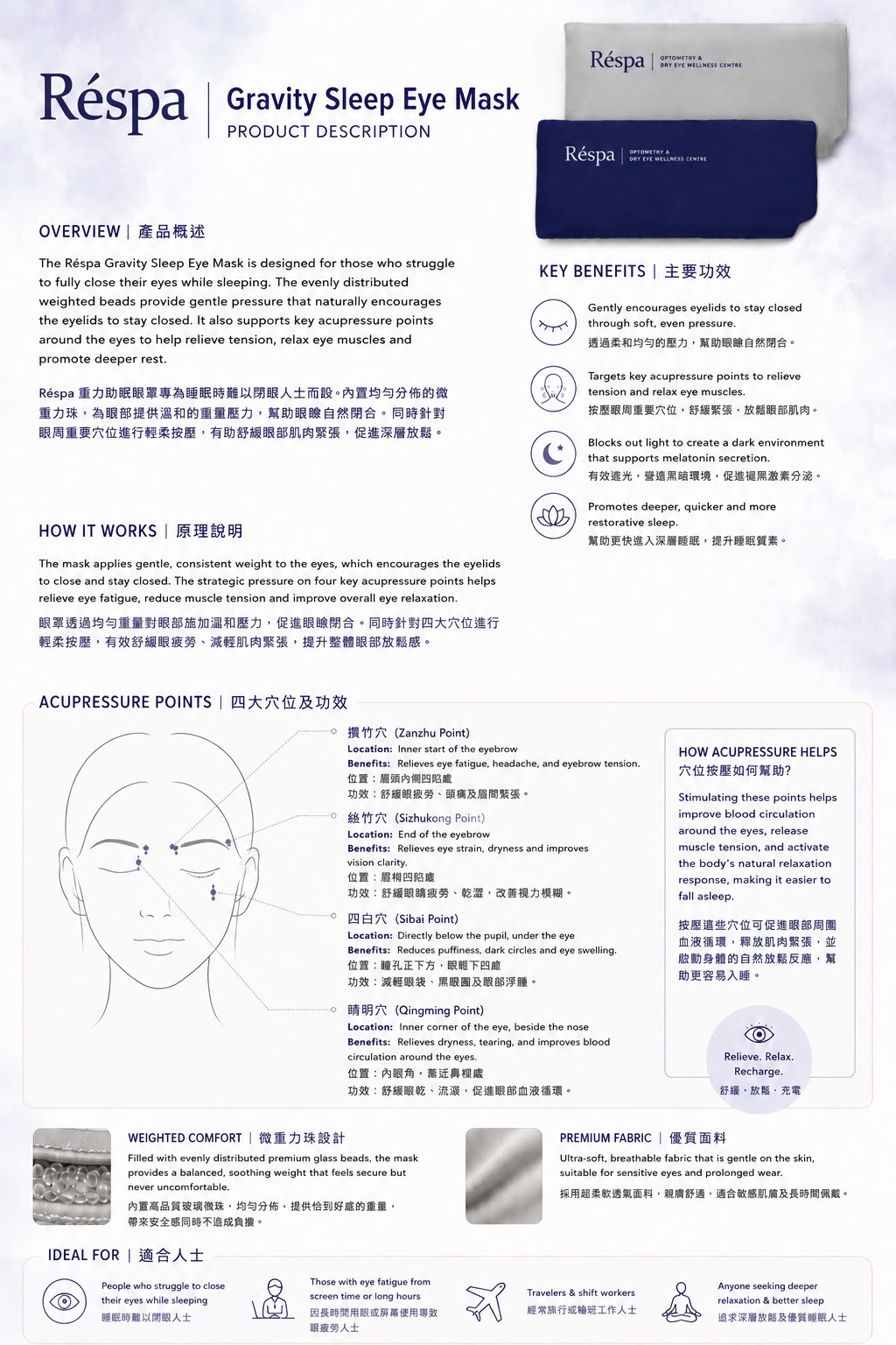 Réspa Gravity Sleep Eye Mask 重力助眠眼罩